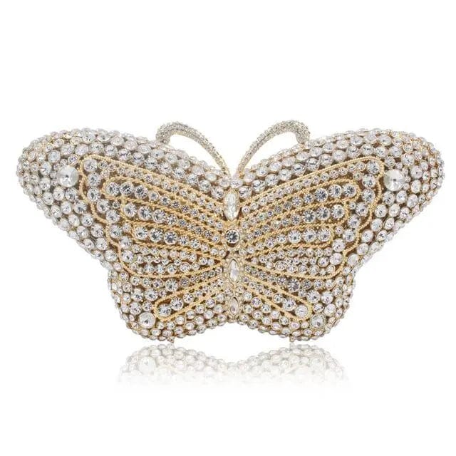 Good Quality Wedding Bridal Sparkle Butterfly Shape Clutch Bags Hardcase Rhinestone Crystal Handbag  for Evening Party