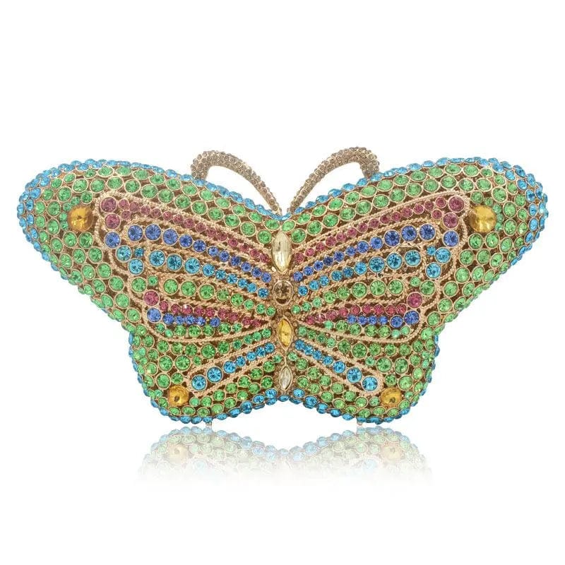 Good Quality Wedding Bridal Sparkle Butterfly Shape Clutch Bags Hardcase Rhinestone Crystal Handbag  for Evening Party