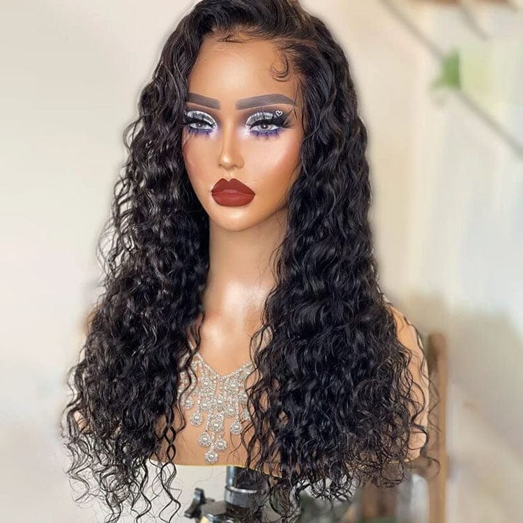 Goodluck naturel raw remy brazilian virgin 13x4lace front human hair with frontal wavy wig hair wholesale human hair wig vendors