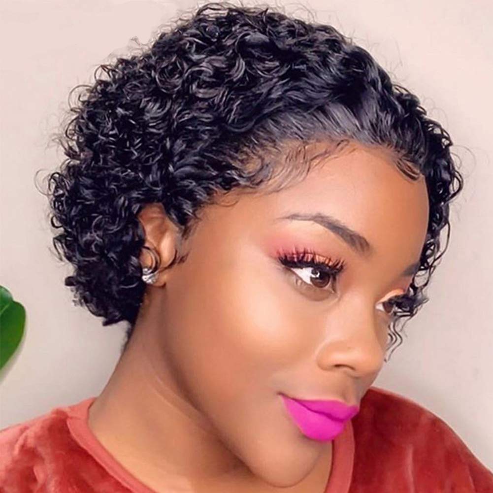 Goodluck Summer Hot Sale Short Pixie Cut Transparent Lace Wig Human Hair Cheap Short Pixie Wigs For Black Women Perruque Naturel