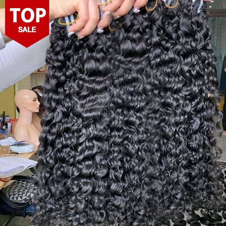 Grade 12A Raw mink Vietnamese hair bundle double drawn Cambodian virgin cuticle aligned Water Wave human hair Bundles Vendor