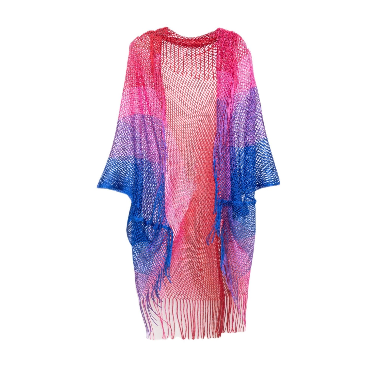 Gradient Blue Red New Women's Cloak Tourism Ethnic Style Rainbow Stripes Summer Sunscreen Thin Hollow Shawl