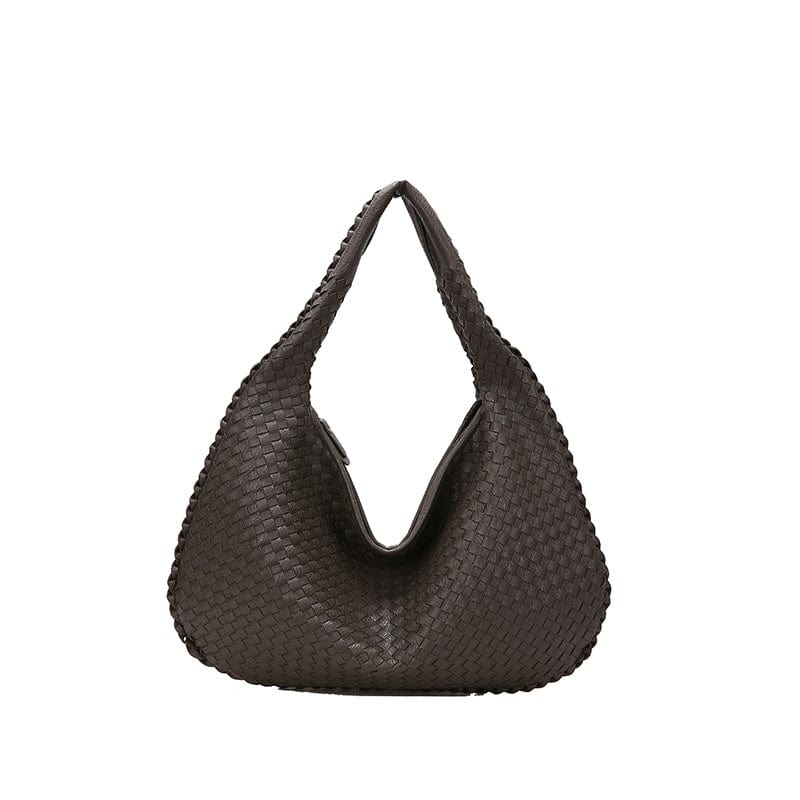 Gray 2023 Designer Fashion Leather Woven Purse for Women Luxury Top-handle Soft Tote Handbags Women Shoulder Bags
