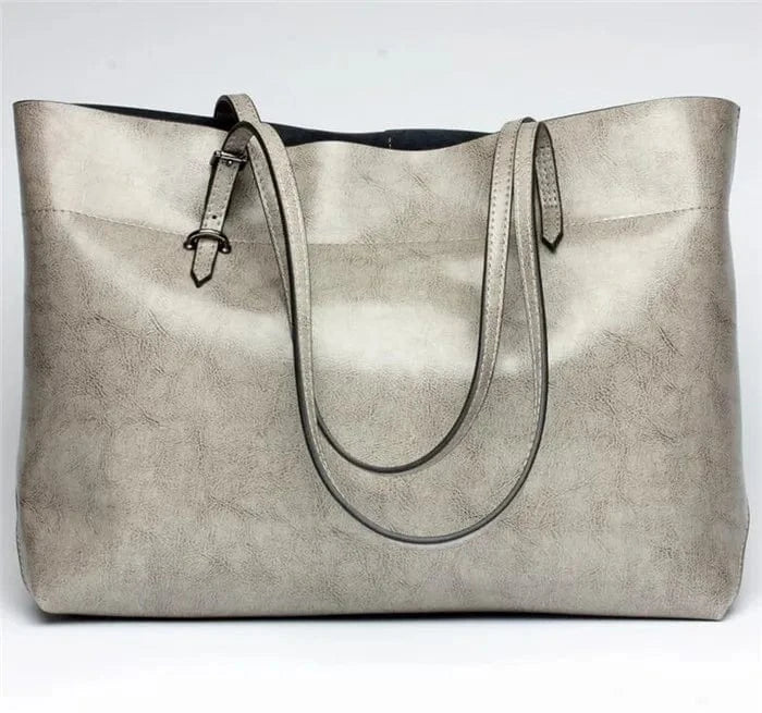 GRAY-A New arrival big capacity ladies handbag tote genuine leather hand bag for women