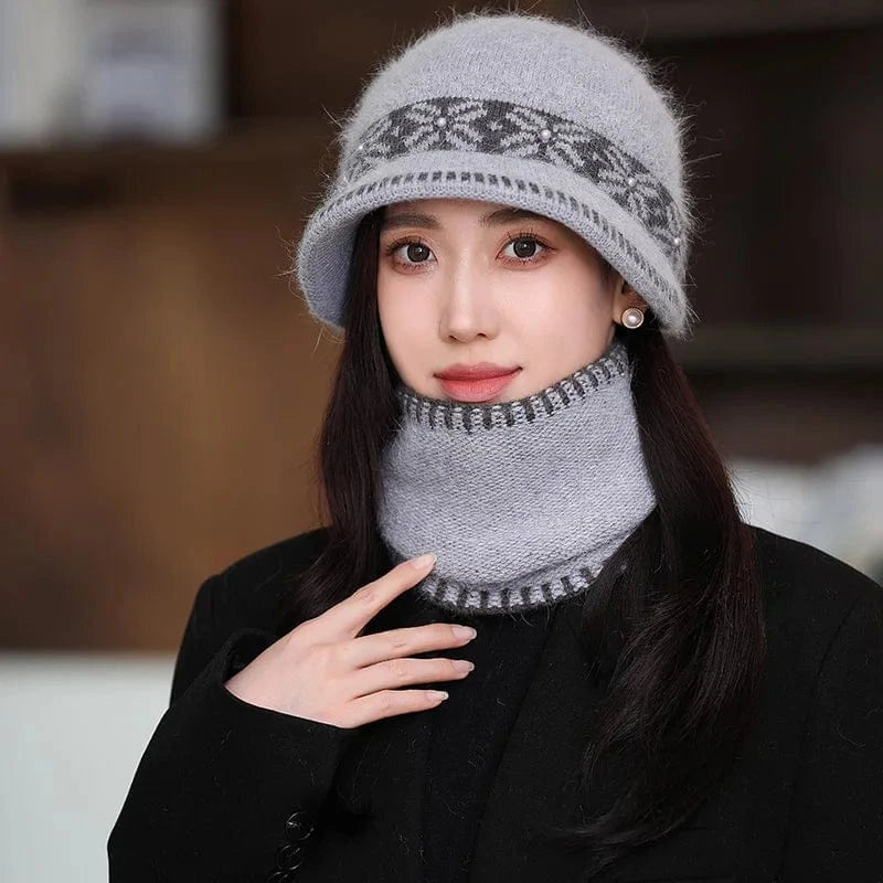 Gray Fashion elegant custom acrylic traveling middle-aged and old women warm mom winter hats