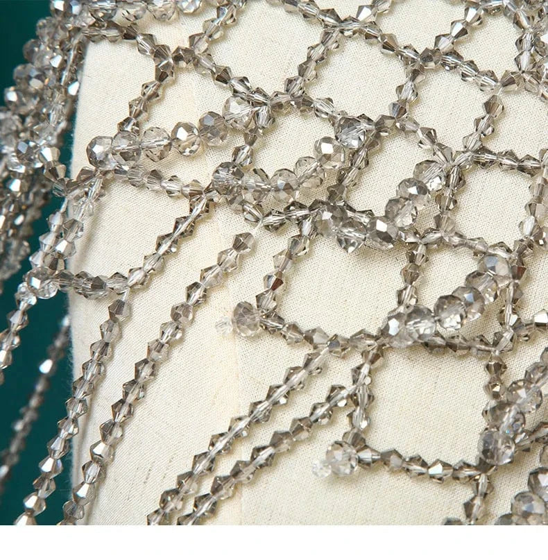 Gray Luxury Body Jewelry Tassel Wedding Bridal Elegant Shoulder Chain Necklace Gray Crystal Shawl Jewelry Summer Body Chain Jewelry