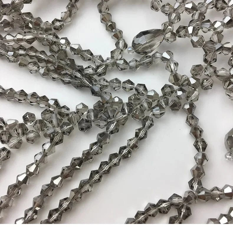 Gray Luxury Body Jewelry Tassel Wedding Bridal Elegant Shoulder Chain Necklace Gray Crystal Shawl Jewelry Summer Body Chain Jewelry