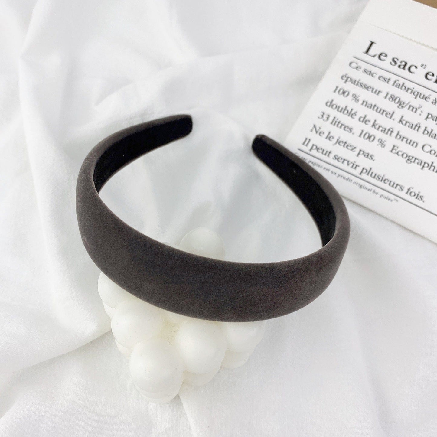 Gray plastic hair hoop Ins style wide kids fashion accessories ponytail holder elastic hair bands