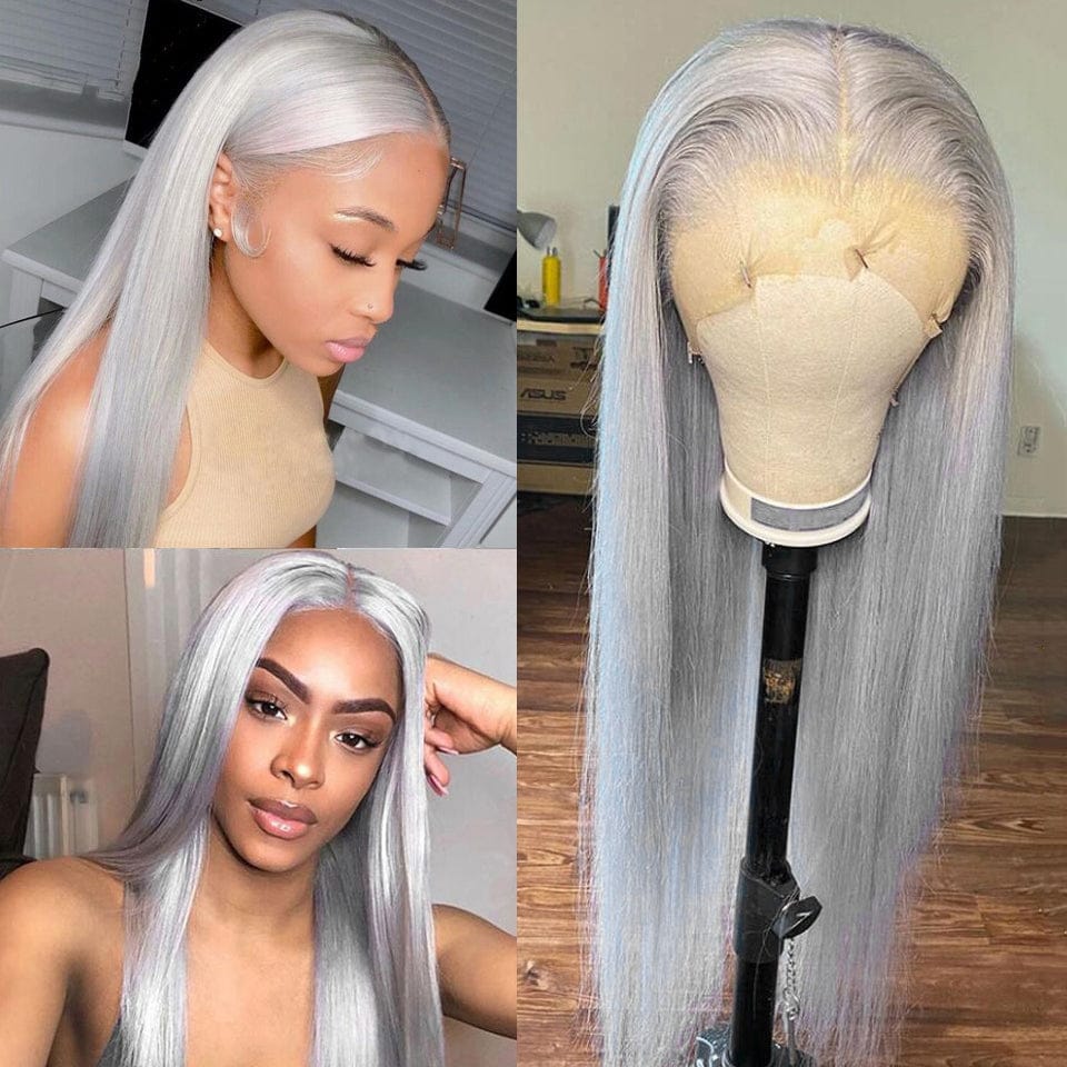 Gray Straight 360 lace Human Hair Wig full Lace Wigs for Black Women Virgin Human Hair Lace Front Wigs Vendor