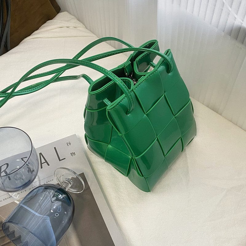 green 2022 Spring Summer Metallic Leather Bucket Handbag Famous designer Candy Mini Purse Bucket Handbags For Women