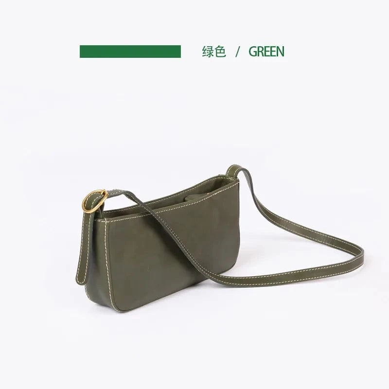 green 2023 New Summer Casual Ladies Genuine Leather Shoulder Bag Senior Texture Ladies Shoulder Bag