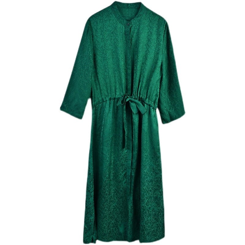 Green dress women's 2022 summer new temperament acetic acid jacquard straps waist mid-length skirt ES9077068