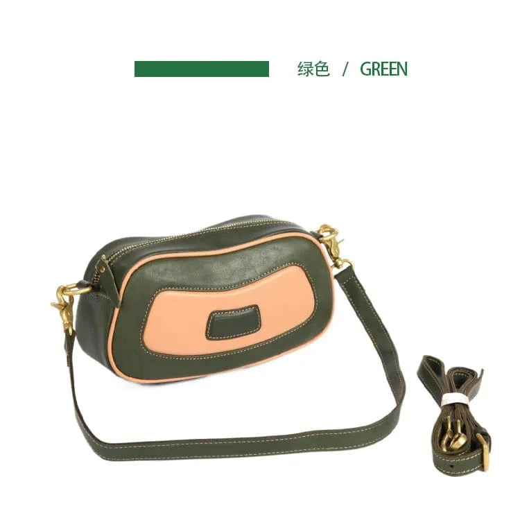 green Hot Sale Korean Style Genuine Leather Underarm Bag For Women High-Grade Vintage Leather Crossbody Bag Underarm Bag
