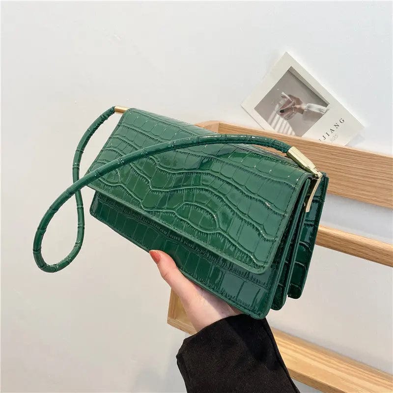 green M420 Fashion Luxury Handbags Designer Shoulder Bags For Women New Stone Pattern Underarm Flap Ladies Hand Bags