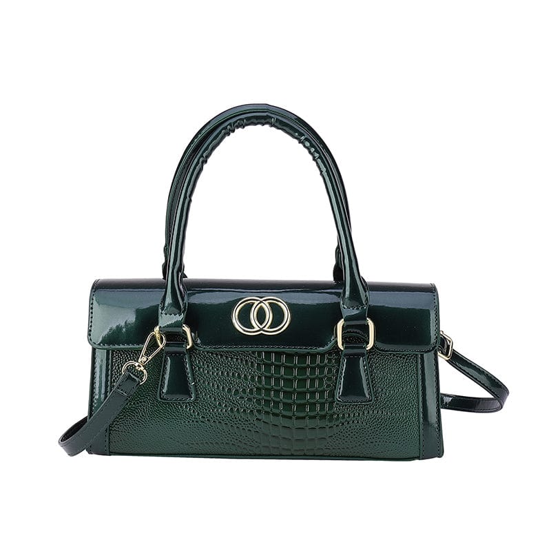 green Patent Leather Branded Bags Luxury Women Wholesale Top Handle Crocodile Pattern Purses and Handbags 2023