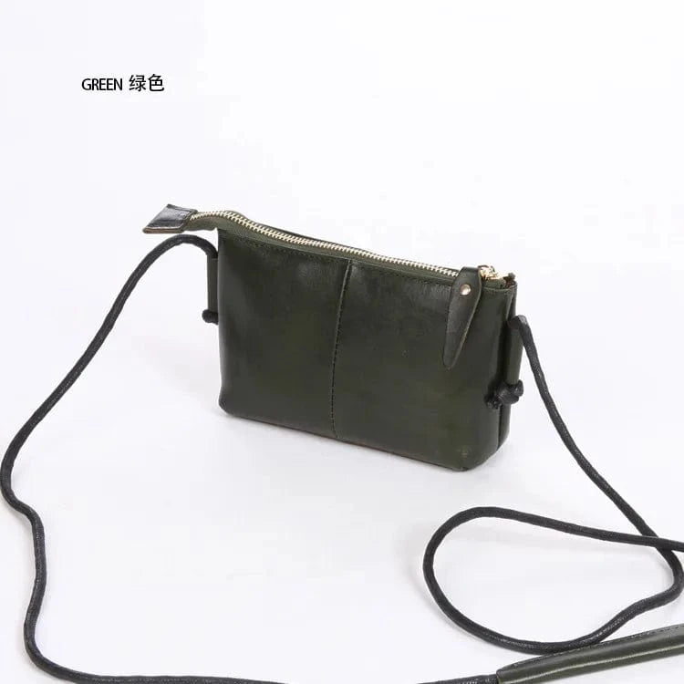 Green Popular Fashion Messenger Bag Genuine Leather Cross-body Bag for Women