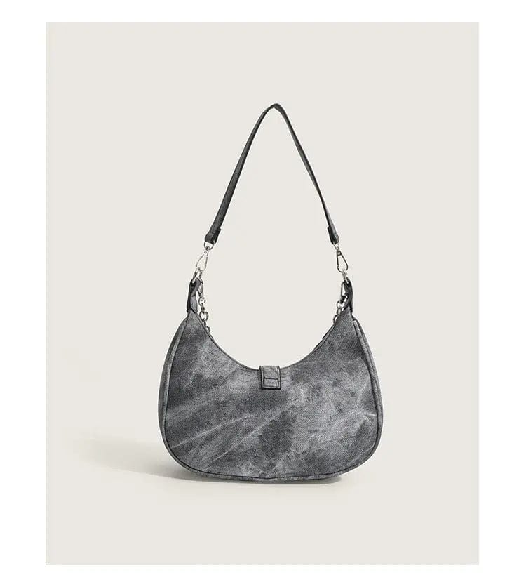 Grey BUSY GIRL SH1001 Crescent purse vintage shoulder bag ladies hip hop underarm bag chain handbags