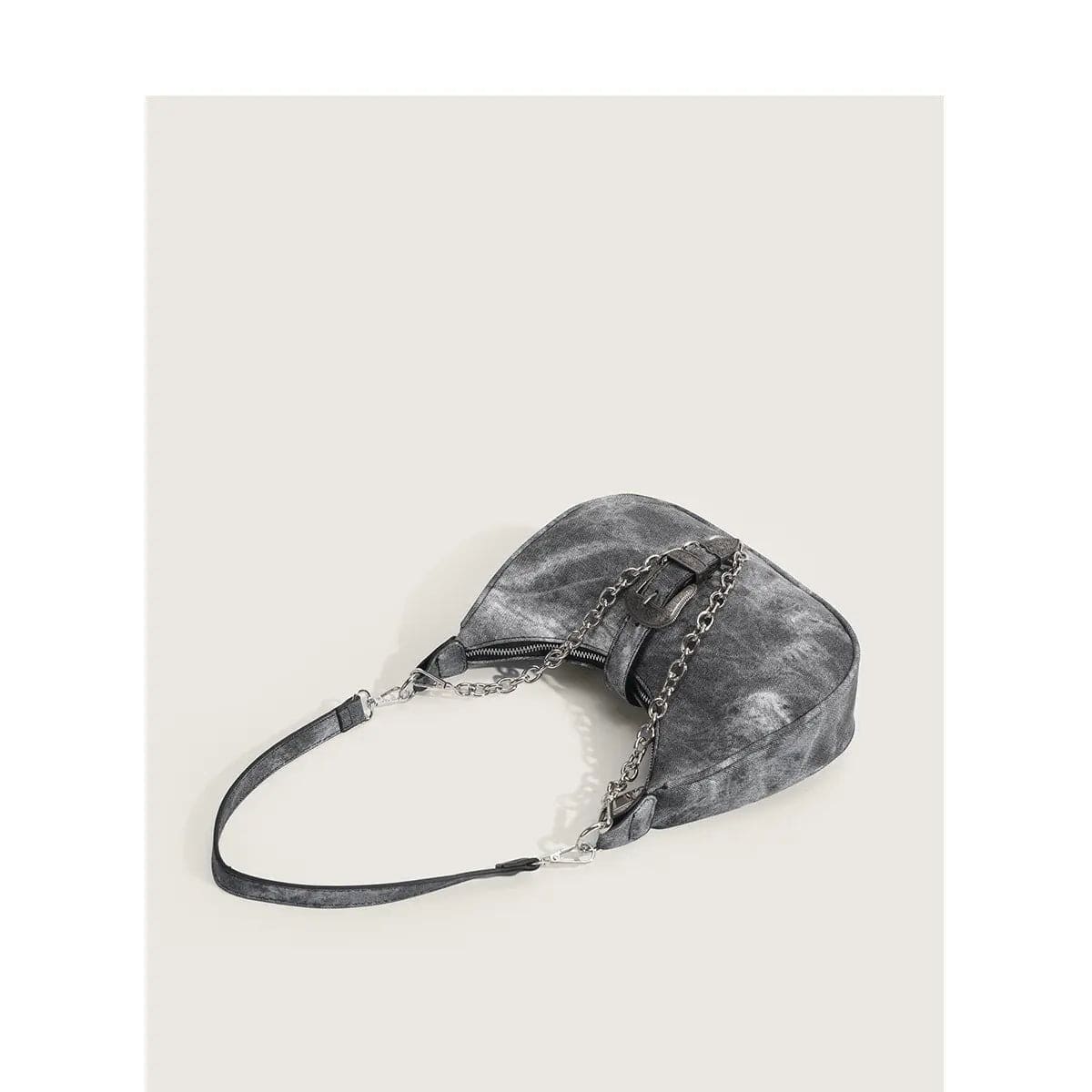 Grey BUSY GIRL SH1001 Crescent purse vintage shoulder bag ladies hip hop underarm bag chain handbags