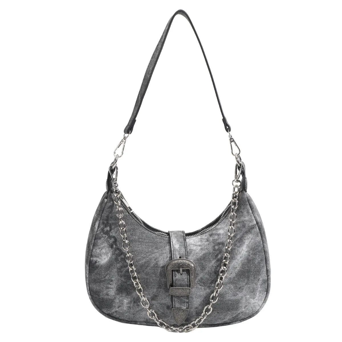 Grey BUSY GIRL SH1001 Crescent purse vintage shoulder bag ladies hip hop underarm bag chain handbags