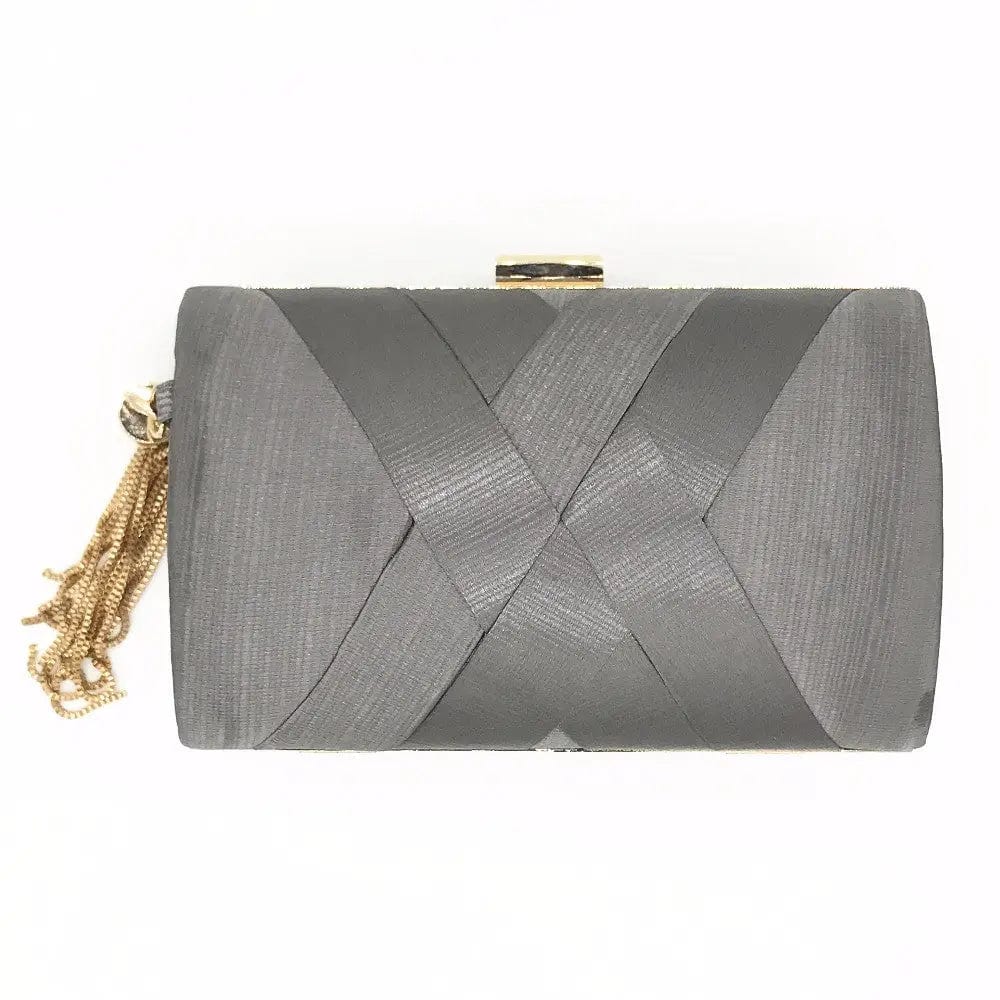 Grey Factory Direct Good Sell Brand New Handmade Weave Evening Bag Tassel Clutch With Satin For Wedding/banquet/party