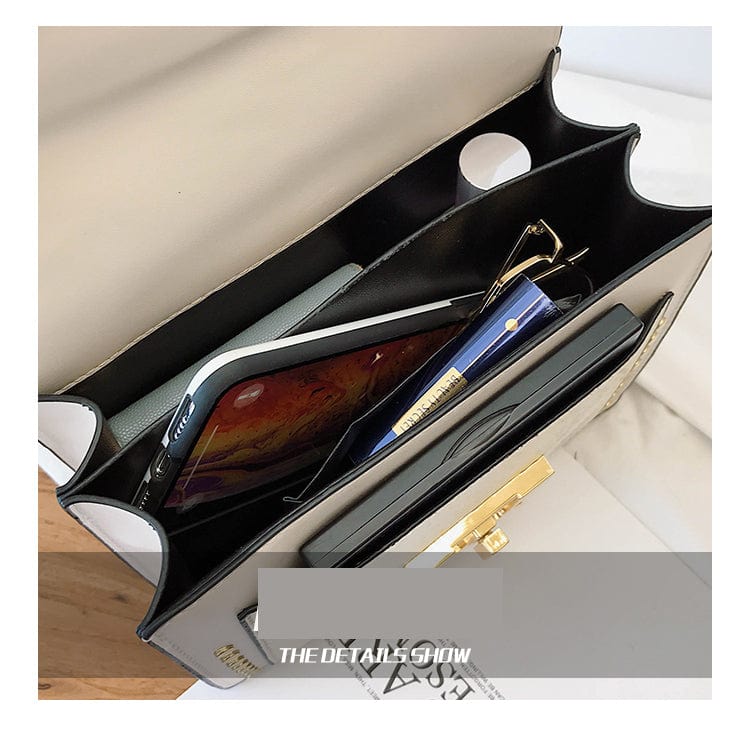 guangzhou custom logo designer hand bag ladies shoulder lock rivet pu serpentine leather square fashion women purse handbag