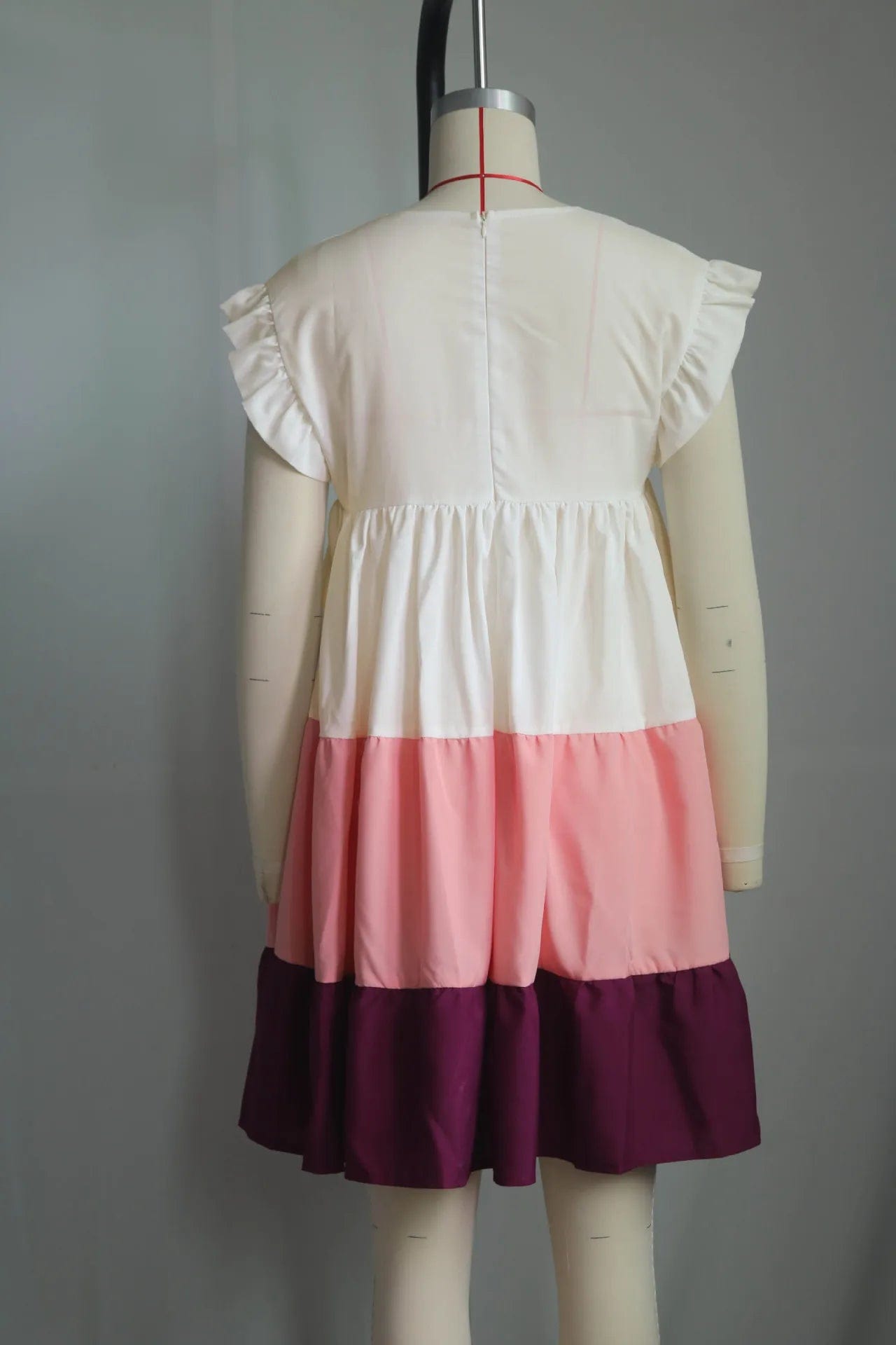 GX0861 New fashion summer o-neck elegant cake dresses color patchwork sleeveless causal ruffle loose big swing dress