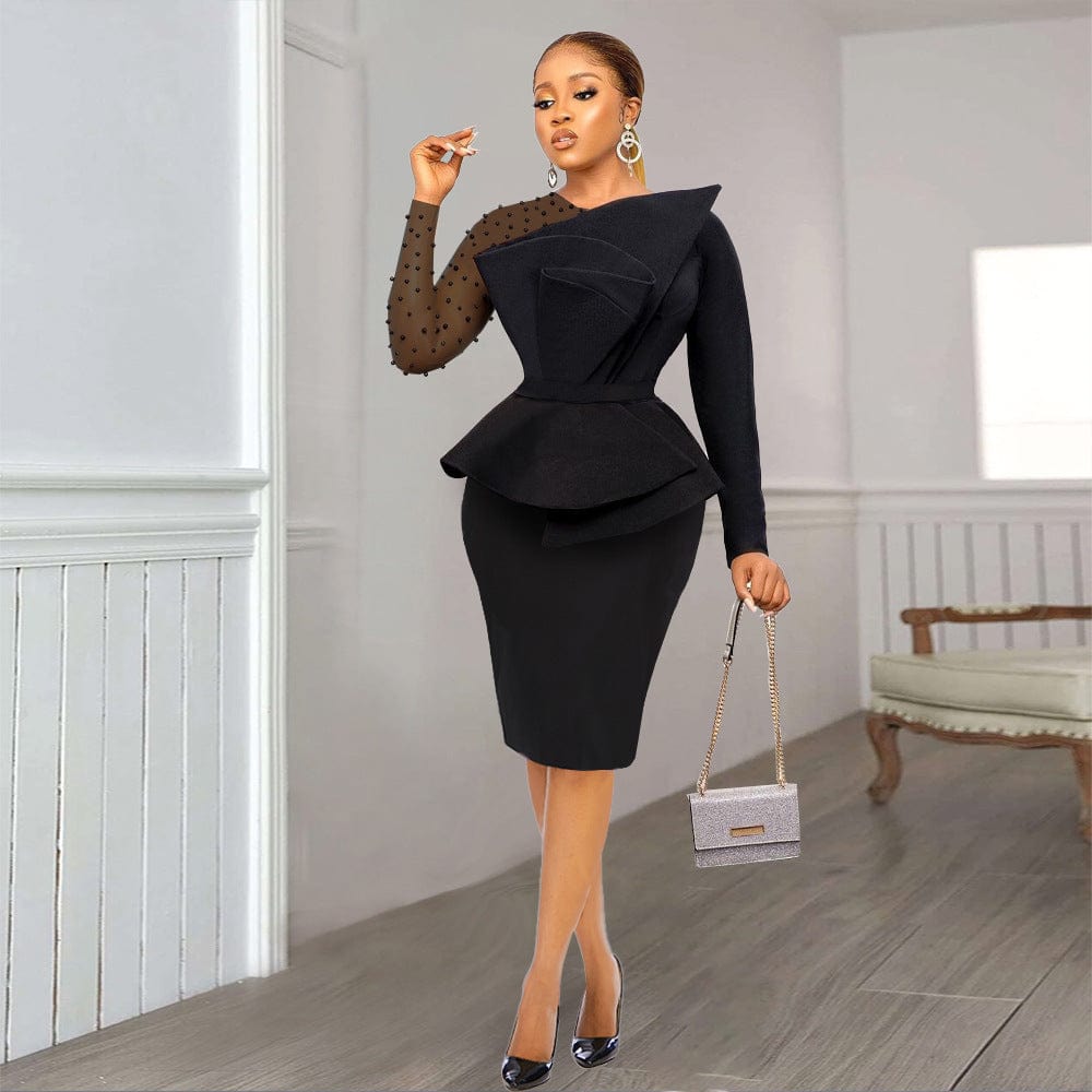 GX21017 Fashion High Quality Long Sleeves Fashion Beaded Evening Dress Formal Party Club Women's Wear Dresses