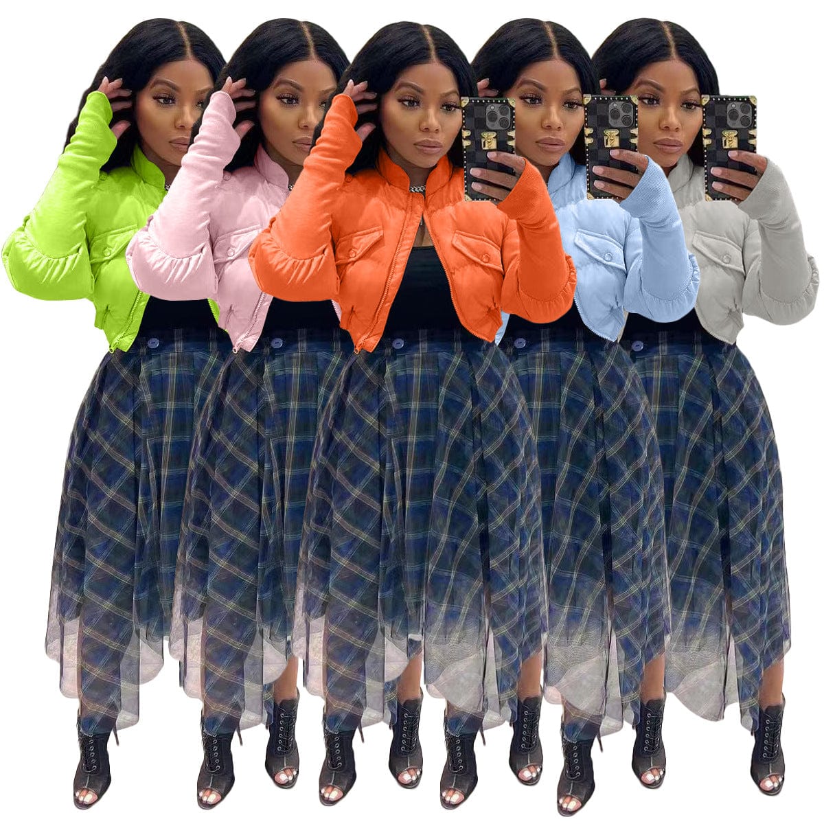 GX6266 Women's Crop Bubble Coat Jackets 2023 Trench Thick Puff Coats Women Winter Clothes Vests coats Girls' Jacket