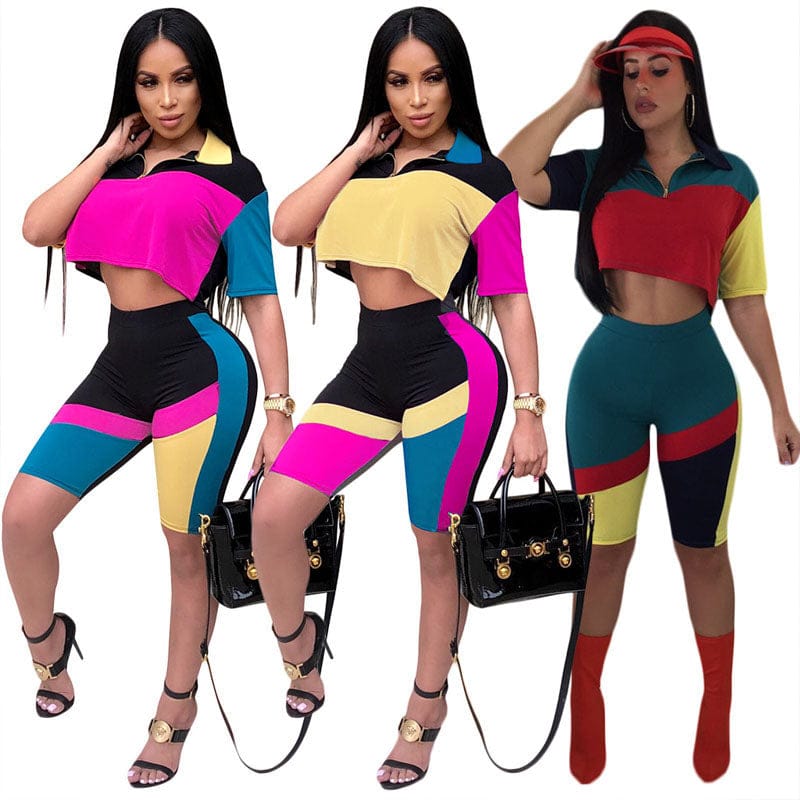 Gym Wear Sport Shirt And Short Pants 2 Piece Set Women Clothing