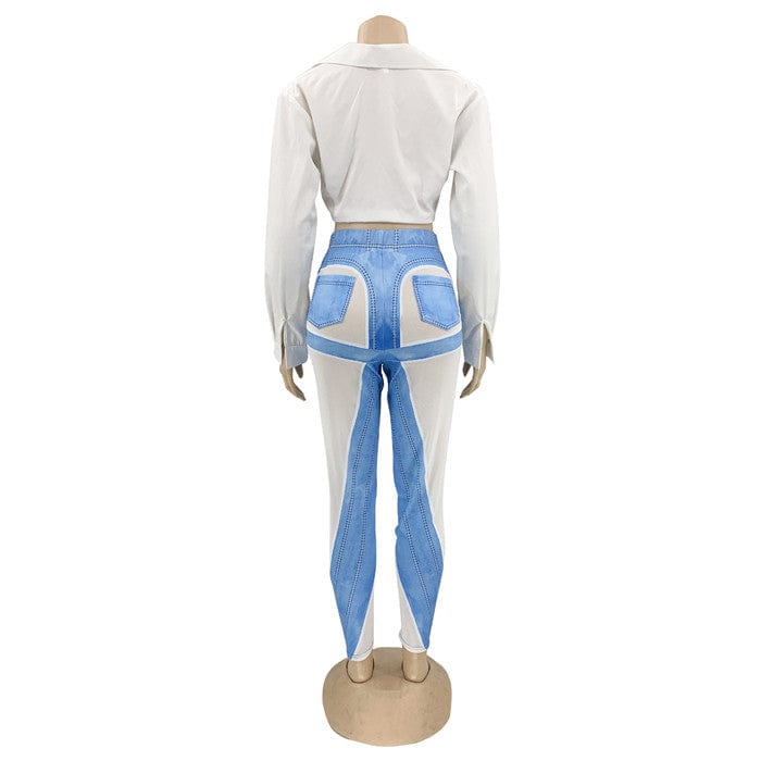 H1621-2023 new sexy mesh patchwork tight jeans pant high street style pants women