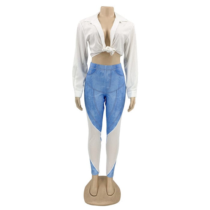 H1621-2023 new sexy mesh patchwork tight jeans pant high street style pants women