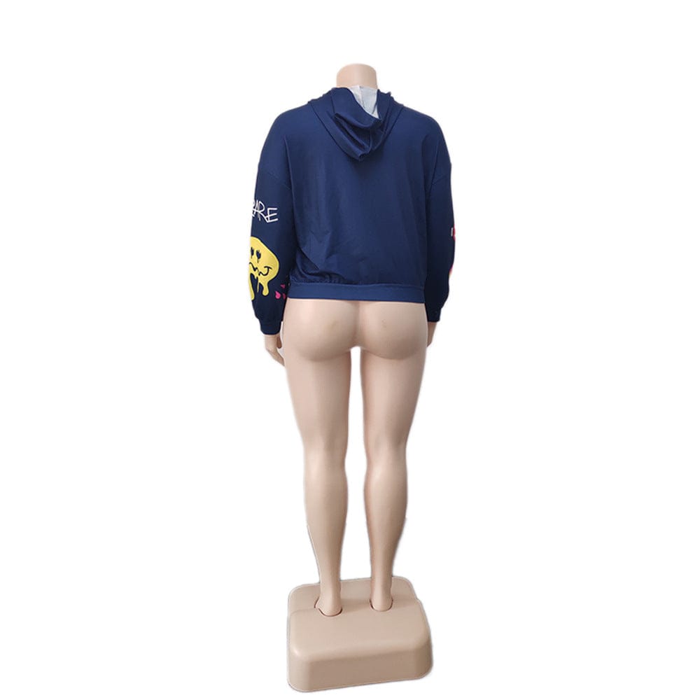 H2161 wholesale fall plus size women's hoodies & sweatshirts high street graffiti hoodie fashion sweaters streetwear