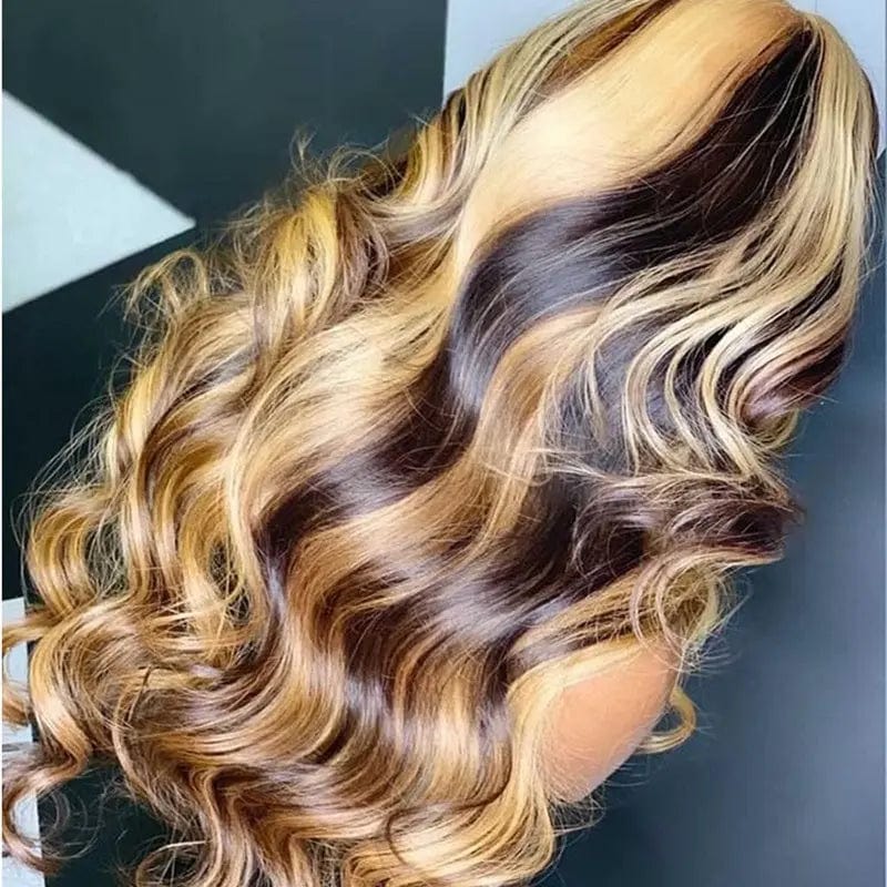 Hair Color Texture Customized Long 40 Inches Honey Brown Highlight  Cuticle Aligned Hair HD Lace Front Wigs