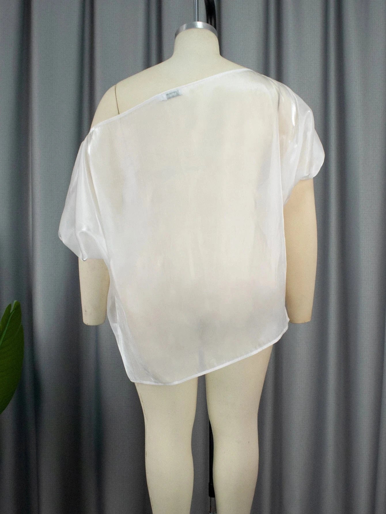 Half Sleeve Fall See Through AOMEI Skew Collar Women Cute Satin Shirts