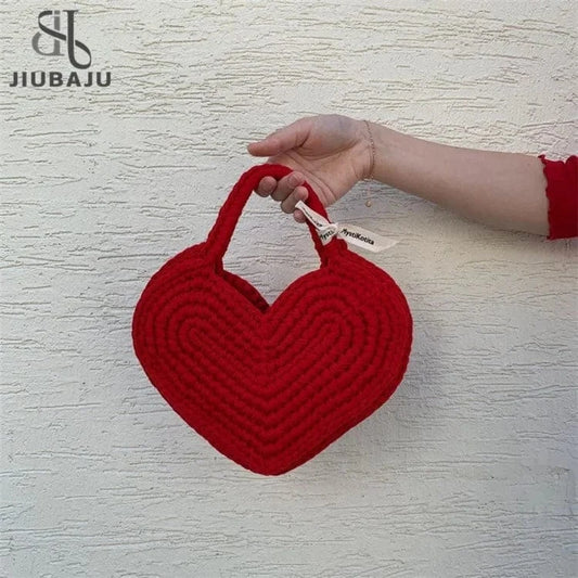 Hand Bag Luxury Women 2024 Hand-woven Heart Shaped Messenger Bags Small Purses Clutch Evening Bag