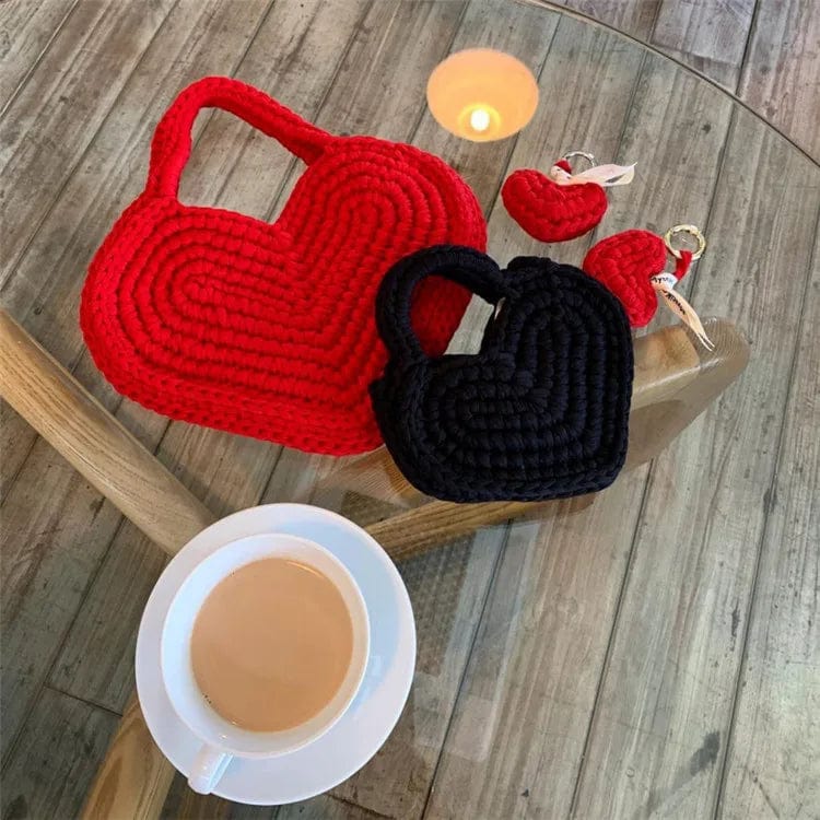 Hand Bag Luxury Women 2024 Hand-woven Heart Shaped Messenger Bags Small Purses Clutch Evening Bag