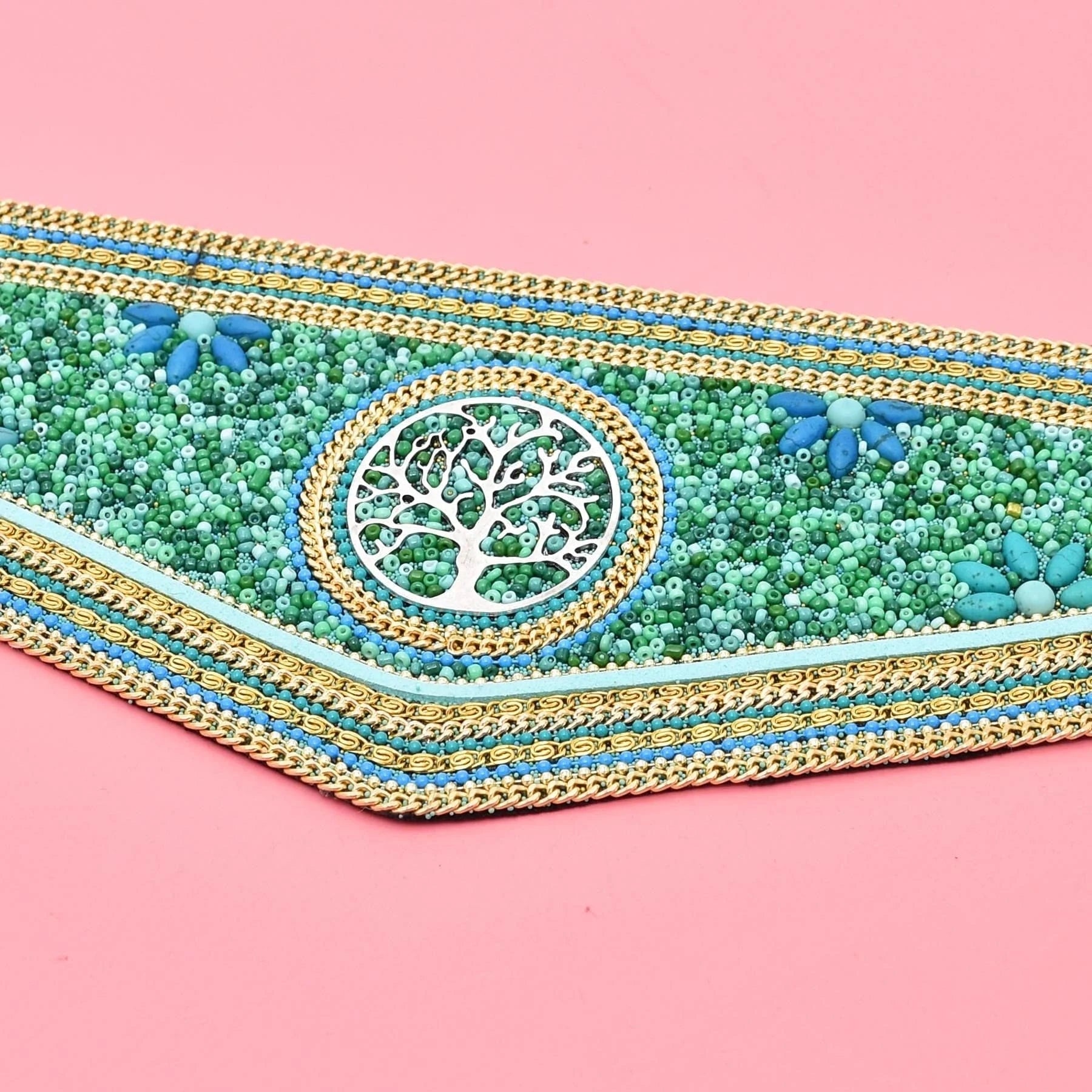 Handmade Bohemian Waist Belt  Black Beads Elastic Statement Belly  Body Chain Dress Belt  Ethnic Jewelry