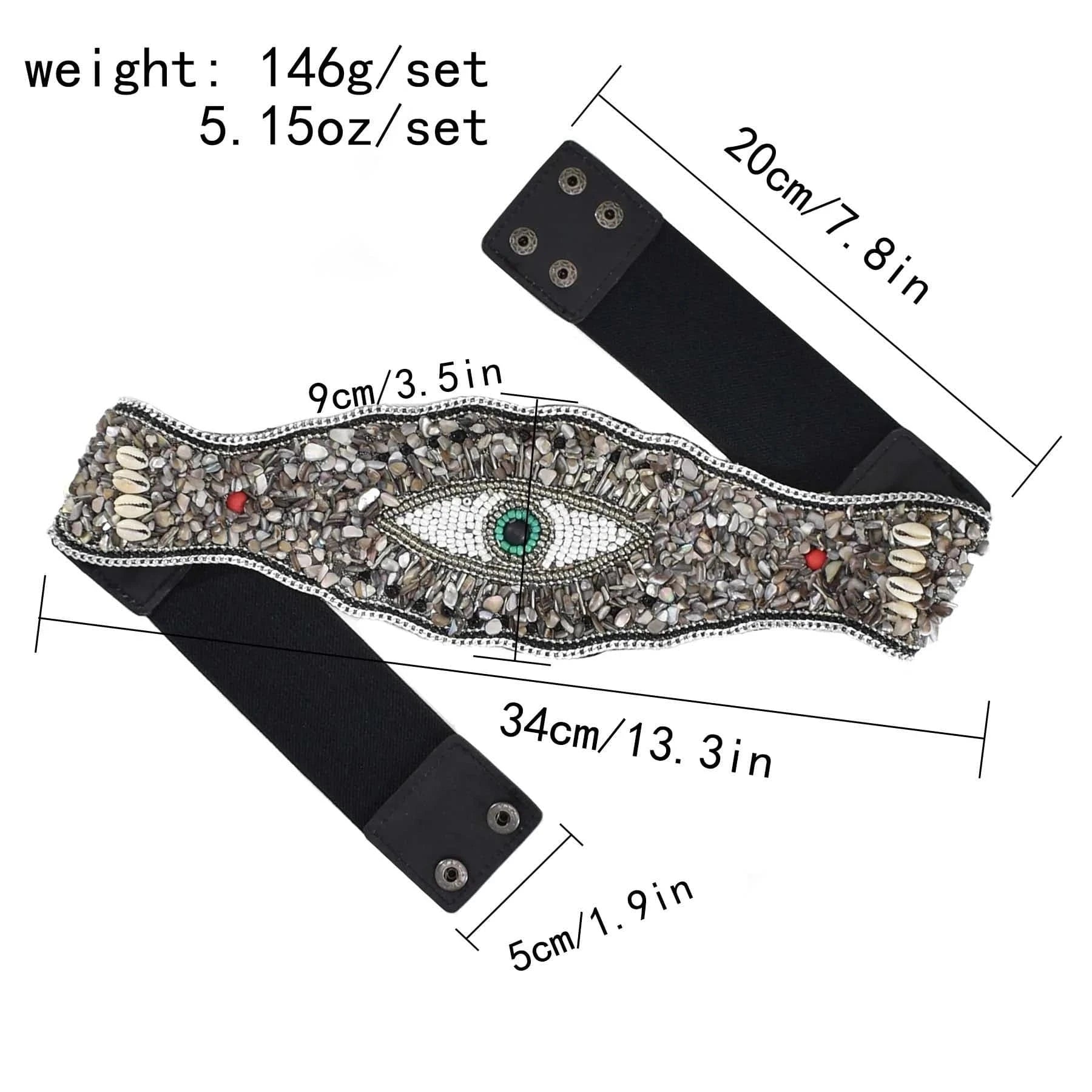 Handmade Bohemian Waist Belt Eye Beads Elastic Statement Belly  Body Chain Dress Belt  Ethnic Jewelry