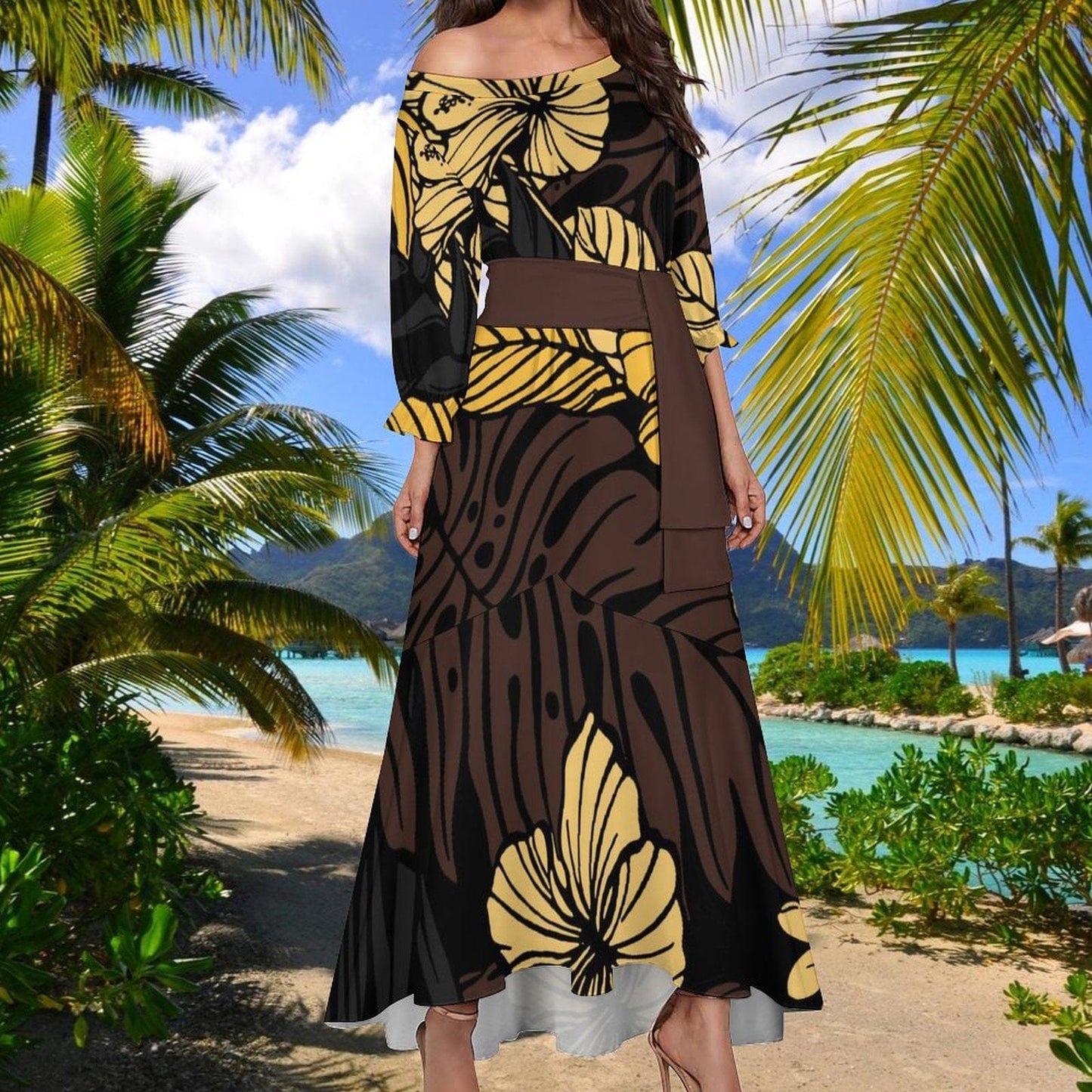 hawaiian dress plus size island custom polynesian tribal mermaid design dress long stretching prom dresses new fashion 2023