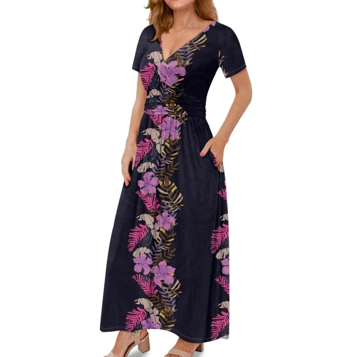 Hawaiian Girls Short Sleeve Plus Size Maxi Dress Polynesian Printing Loose Casual Summer Women's Dresses for Special Occasions