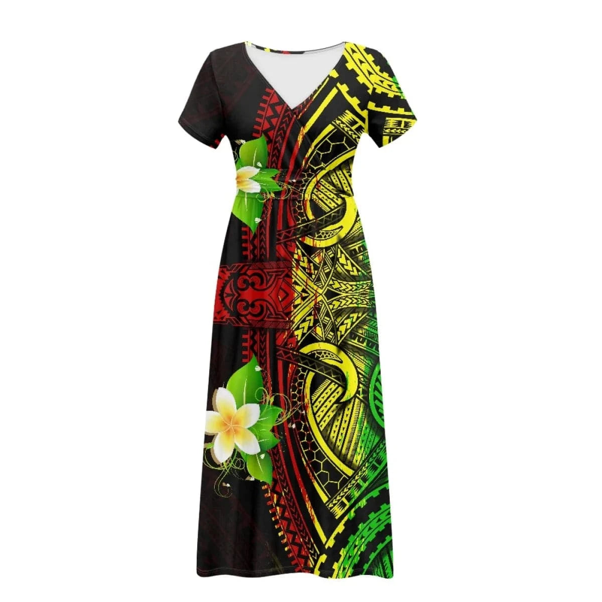 Hawaiian Girls Short Sleeve Plus Size Maxi Dress Polynesian Printing Loose Casual Summer Women's Dresses for Special Occasions