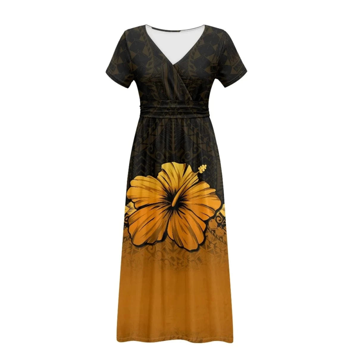 Hawaiian Girls Short Sleeve Plus Size Maxi Dress Polynesian Printing Loose Casual Summer Women's Dresses for Special Occasions
