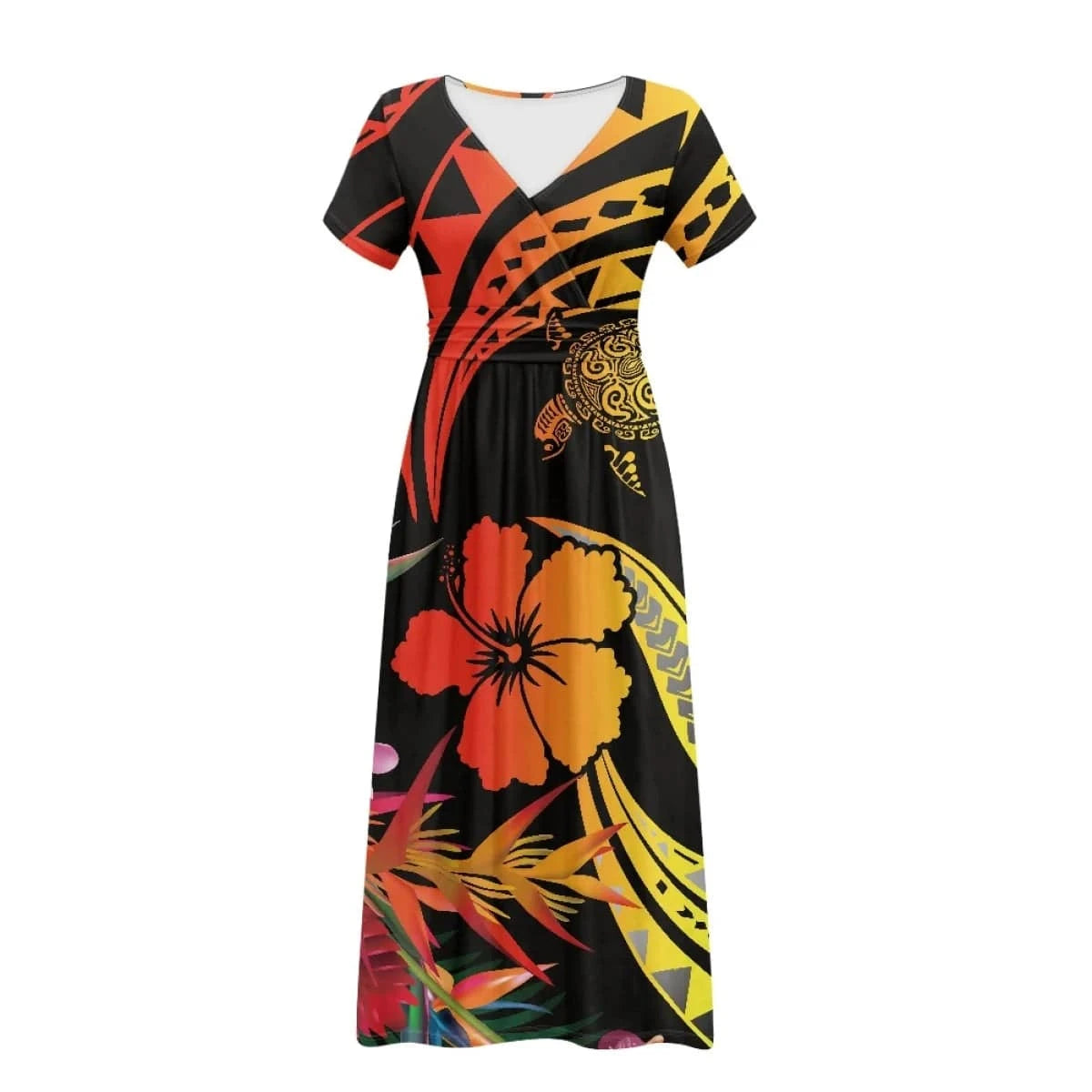 Hawaiian Girls Short Sleeve Plus Size Maxi Dress Polynesian Printing Loose Casual Summer Women's Dresses for Special Occasions