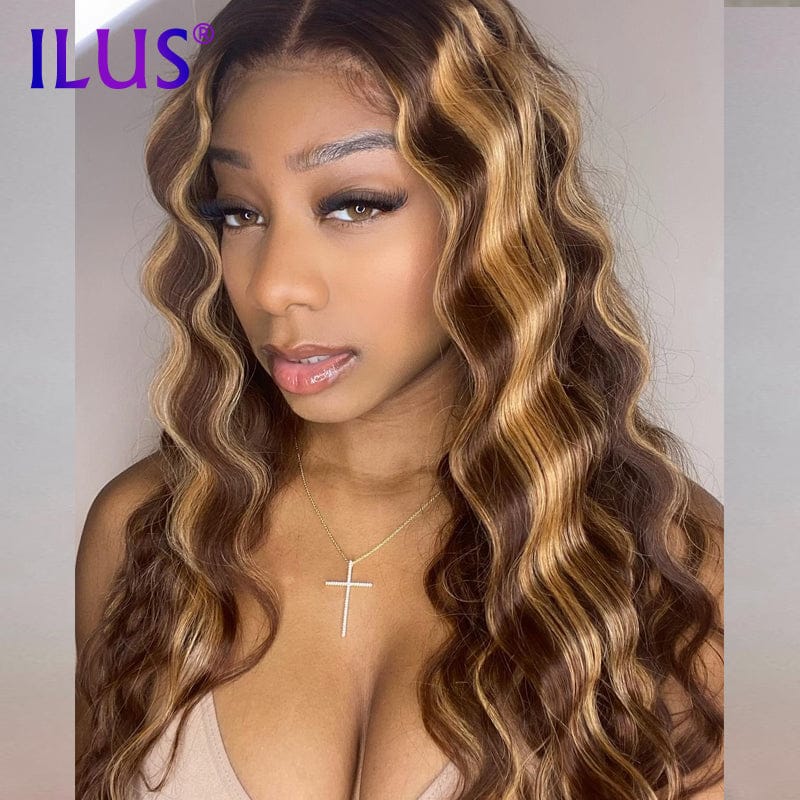 HD Transparent Lace Human Hair Wigs Ombre Blonde Colored 360 Full Lace Front Human Hair Wigs For Black Women Deep Wave Brazilian