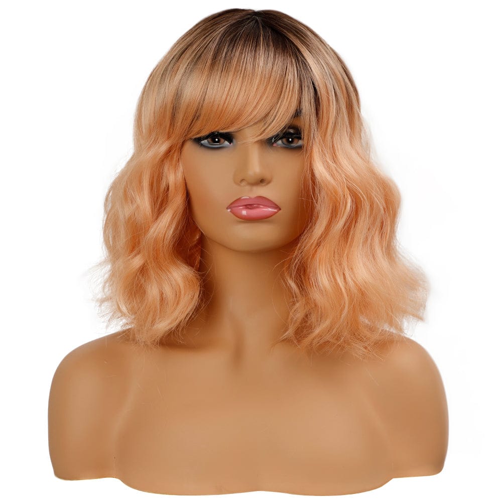 heat resistant mixied color sleek quality wholesale hot selling cheap made machine wig body wave synthetic hair wig for women