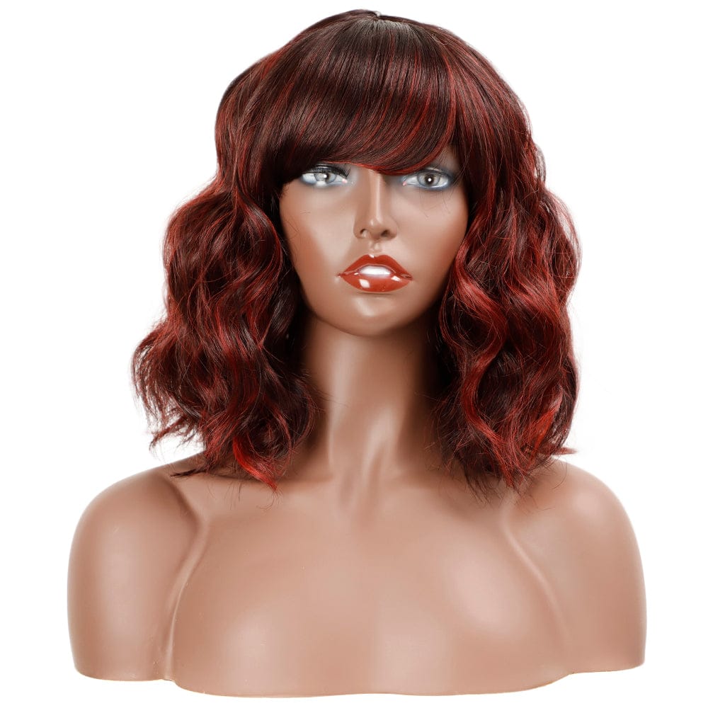 heat resistant mixied color sleek quality wholesale hot selling cheap made machine wig body wave synthetic hair wig for women