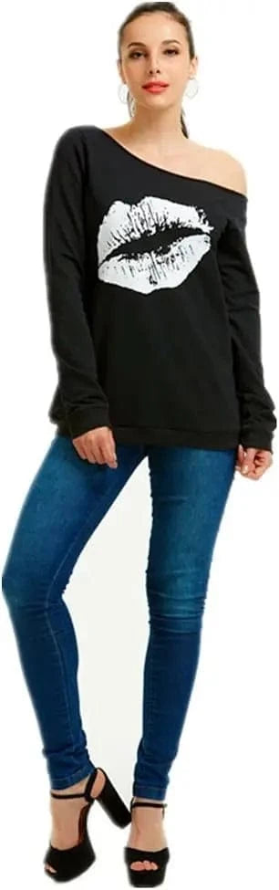 Heat-transfer Printing / S / 11 Wholesale fashion Women's Off-Shoulder T-shirt New Style Long Sleeve Off-Shoulder T-shirt