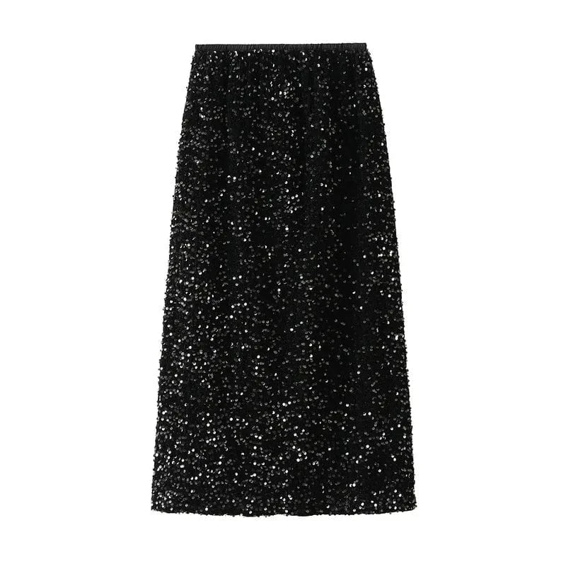 Heavy Sequin Half Skirt Female Spring  fall 2014  New Straight Skirt After Slit Wrap Hip Casual Daily Shopping  Skirt