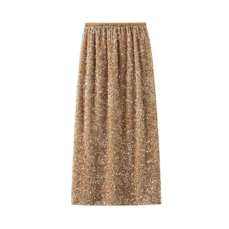 Heavy Sequin Half Skirt Female Spring  fall 2014  New Straight Skirt After Slit Wrap Hip Casual Daily Shopping  Skirt