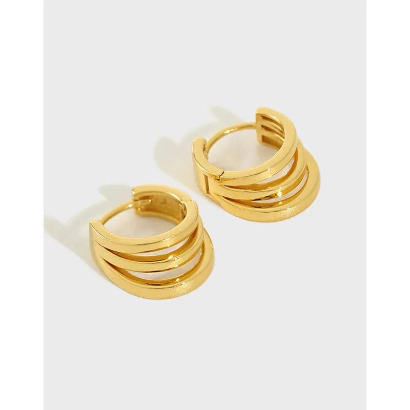 HEH496 Gold fashion jewelry 925 silver earrings jewelry 18K gold plated sterling silver  hoop earrings for women